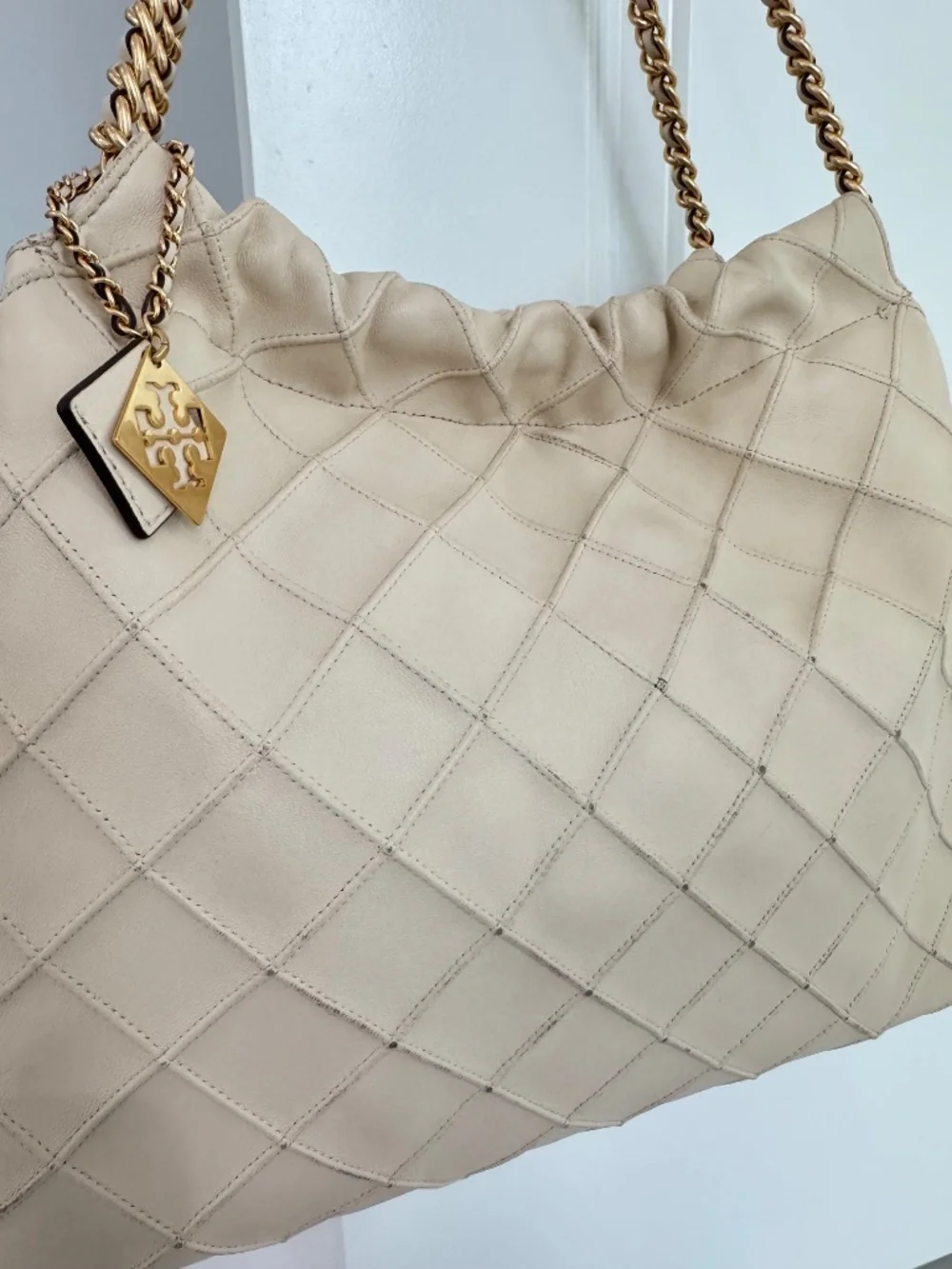Tory Burch Fleming Soft Leather Quilted Chain Hobo Bag